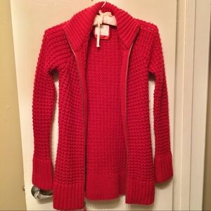 Old Navy Red Knit Zip up Cardigan